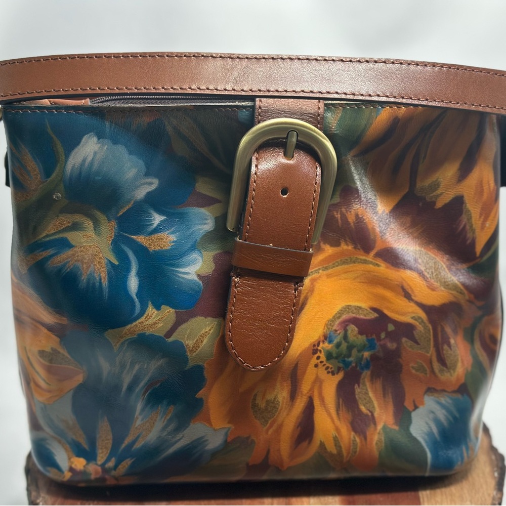Patricia Nash Irving Leather Bucket Handbag Marigold Harvest Bag